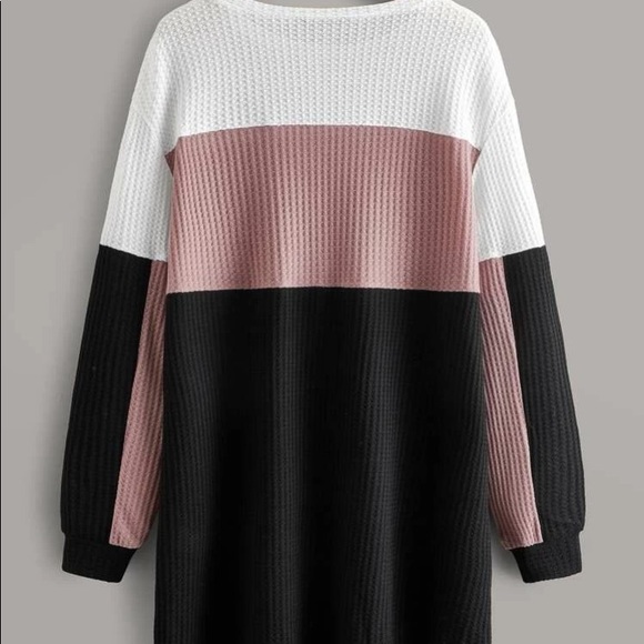 NEW Boutique! Waffle Pink/BLK/White Contrast Dress - Picture 2 of 4